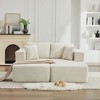 73.6" Corduroy Upholstery Cloud Modular Sectional Sofa Bed with Double Chaise Lounges, All-Foam Compression Design - 2 of 4