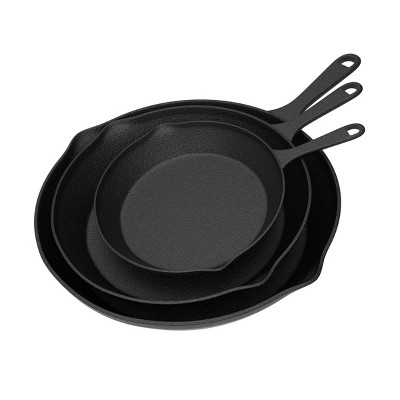 Heavy-Duty Black Cast Iron Skillet Set, 3-Piece