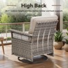 Belord High Back Outdoor Swivel Rocker Chairs Set, Gray Wicker Patio Furniture with 5-Inch Armrests and Thick Cushions for Porch, Deck, Balcony - 2 of 4