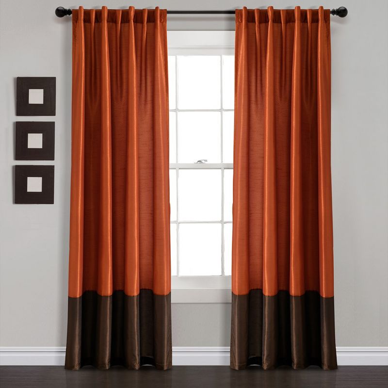 Home Boutique Prima Back Tab/Rod Pocket Window Curtain Panels Brown/Rust 54X84 Set, 1 of 2