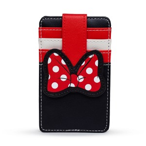 Disney Wallet, Character Wallet ID Card Holder, Minnie Mouse Bow Red Black White, Vegan Leather - 1 of 4