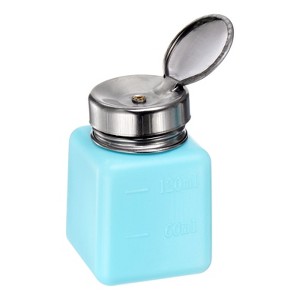 Unique Bargains Plastic Makeup Remover Nail Polish Push Down Alcohol Dispenser Bottles 4oz Blue - 1 of 4
