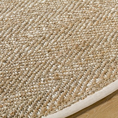 Dinah Tan and Light Beige Handmade Jute Rectangle Area Rug