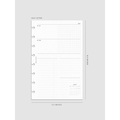 2026 Horizontal Weekly Planner Insert | Monday Start | Cloth & Paper