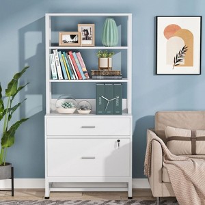 Hommoo Vertical File Cabinet, 2 Drawers Filing Cabinet with Open Shelves - 1 of 4