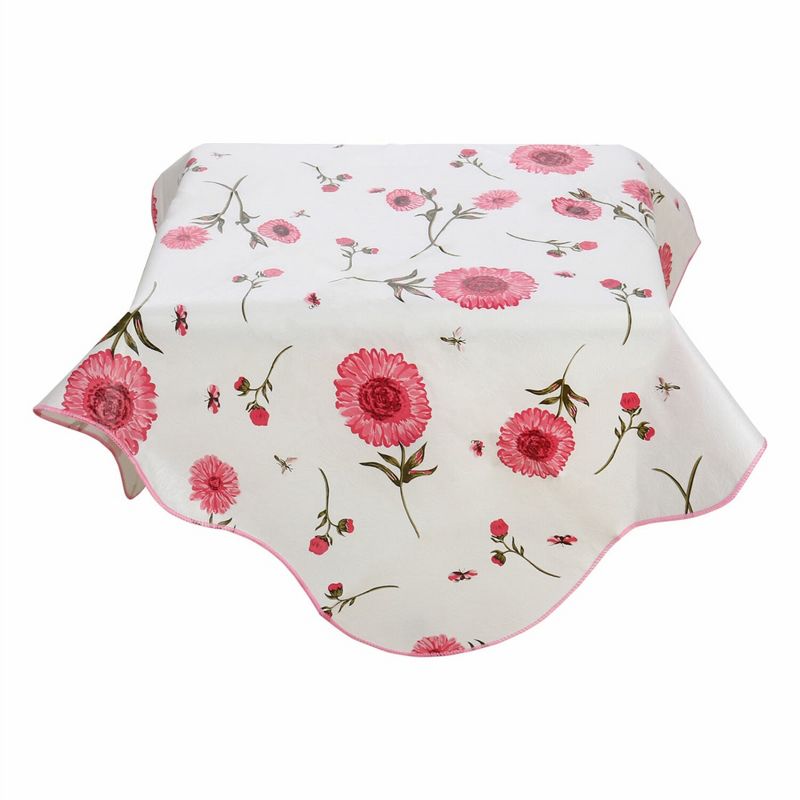 35"x35" Square Vinyl Water Oil Resistant Printed Tablecloths Pink Sunflower - PiccoCasa, 1 of 5