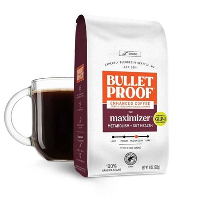 Bulletproof Medium-Dark Roast Ground Coffee with Prebiotics, Metabolism & Gut Health Support – 10oz