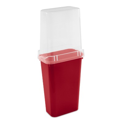 HOMZ 40 in. Plastic Holiday Wrapping Paper Storage Box Clear/Red