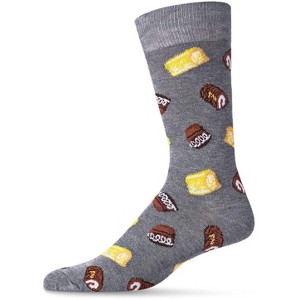 Memoi Men's Sweet Treats Bamboo Blend Novelty Crew Sock Med Gray Heather 10-13 - 1 of 3