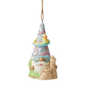 Jim Shore 4.5 Inch Coastal Gnome With Sandcastle Ornaments Floatie Sunglasses Tree Ornaments - 1 of 3