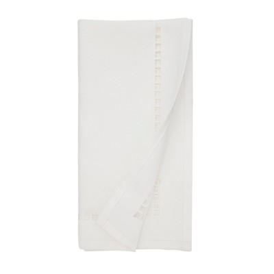 White 20" Laser-Cut Hemstitch Cotton Napkin Set