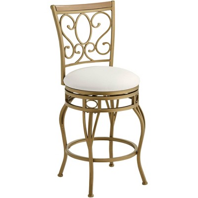 Kensington Hill Trevi Gold Swivel Bar Stool 26 1/4" High Traditional Round Cushion with Backrest for Kitchen Counter Height Island