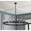 Dewdrop Farmhouse 48" Black 24-Light Wagon Wheel Round Wrought Iron Chandelier - 3 of 4