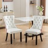 Modern Tufted PU Leather Velvet Dining Chair Set of 2 with High Back,Nailhead Trim,Solid Wood Legs for Dining Room-Baofuwish - 2 of 4