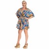 LA LEELA Women's Summer Vacation Beachwear Mini Bathing Suit Beach Dress Plus Size Fall Swimsuit Cover Ups 1X-2X Blue, Floral - image 4 of 4