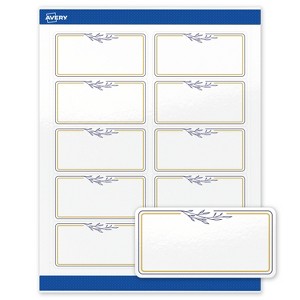 Avery 2" x 4" Labels, Gold & Navy Border with Florals, 100 ct - 1 of 4