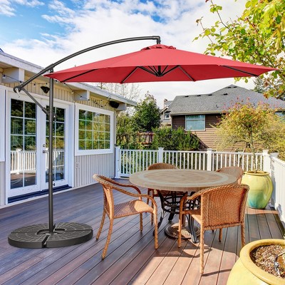 10-Foot Red Polyester Offset Patio Umbrella with Steel Frame