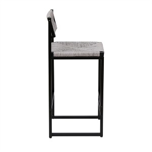 OUTSUPPLY 2 Pcs Bar Stools, Height Handwoven Stools with Footrest, Metal Frame for Kitchen Island, Dining Room, Cafe - 1 of 4