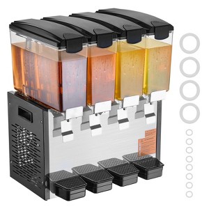 VEVOR Commercial Beverage Dispenser, 4 Tanks 10 L / 10.6 QT Per Tank Juice Dispenser, 430W Stainless Steel Ice Tea Drink Machine - 1 of 4