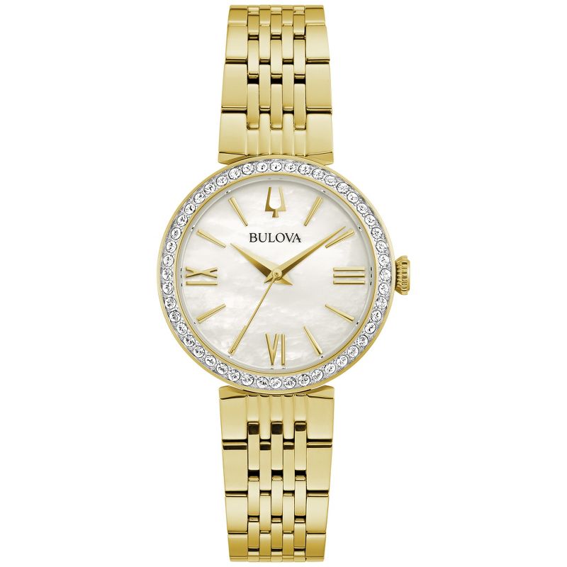 Bulova Ladies' Classic Crystal Stainless Steel 3-Hand Quartz Watch, White Mother-of-Pearl Dial, 30mm, 1 of 5