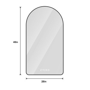 APRILSOUL 28"x48" Arched LED Bathroom Mirror - Time/Temp, Anti-Fog, Dimmable 3-Color, Black Frame - 1 of 4