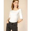 INSPIRE CHIC Women's Half Sleeves Scoop Neck Fitted Layering Soft T-Shirt - 4 of 4