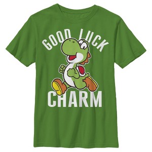Boy's Nintendo Super Mario Yoshi St. Patrick's Good Luck Charm T-Shirt - 1 of 3