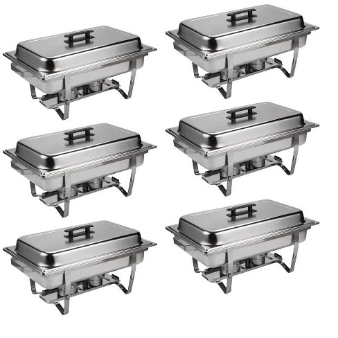 6pcs Chafing Dish Buffet Set 9qt Stainless Steel Rectangular Large ...