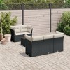 vidaXL Patio Sofa Set with Cushions Outdoor Furniture 6 Piece Poly Rattan - Black and Cream - 2 of 4
