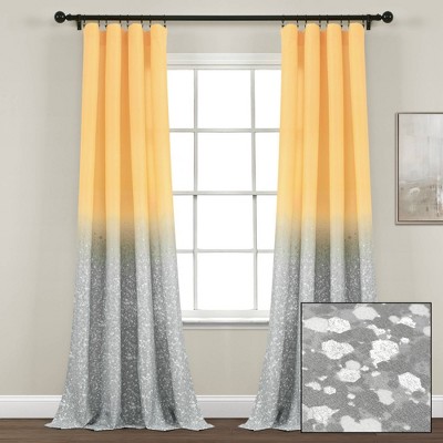 52"x84" Set of 2 Glitter Ombre Metallic Print Window Curtain Panels - Lush Décor