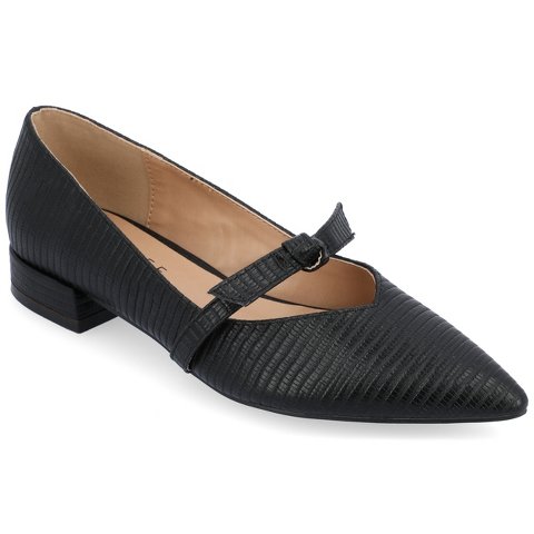 Обувь Journee Collection Women's Cait Textured Material Slip On Mary Jane Flats Black 9.5