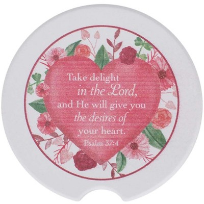 Dicksons Desires of Your Heart Pink Floral 2.5 Inch Ceramic Car Coasters Pack of 2