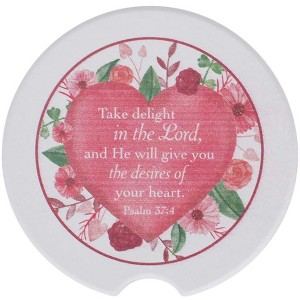 Dicksons Desires of Your Heart Pink Floral 2.5 Inch Ceramic Car Coasters Pack of 2 - 1 of 4