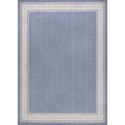 Lucia 3' x 5' Blue Synthetic Diamond Border Area Rug