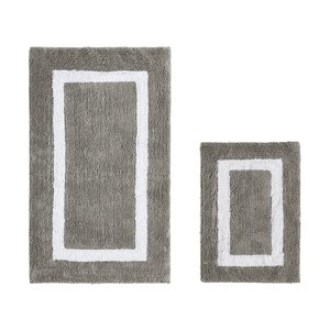 Hotel Bath Rug 100% Premium Cotton Tufted Weave Two Tone Reversible 2 Piece Bathroom Rug Set, Super Soft & Water Absorbent, Machine Washable Bathmat - 1 of 4