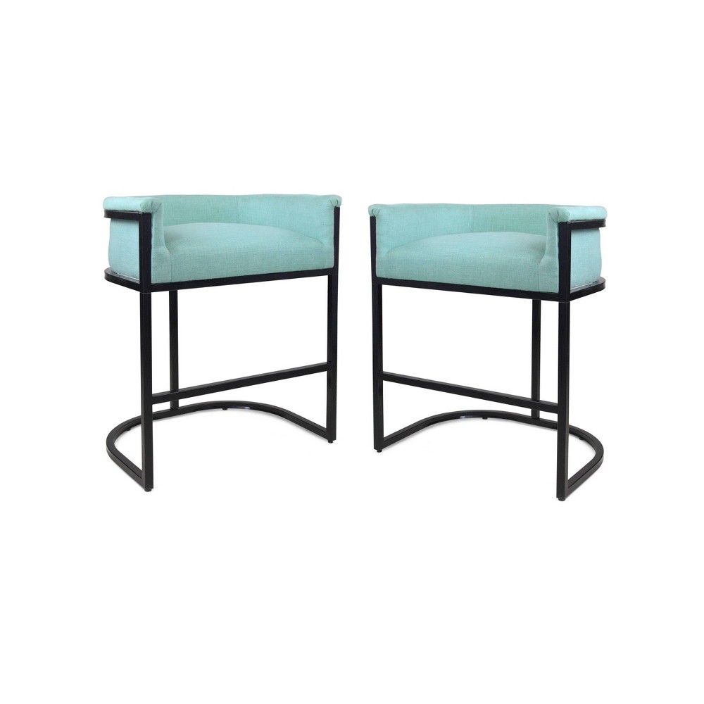 Set of 2 Gunflint Modern Upholstered Barstool Light Blue/Black - Christopher Knight Home was $239.99 now $155.99 (35.0% off)