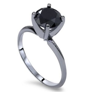 Pompeii3 2ct 14k Black Gold Round Cut AAA Black Diamond Solitaire Engagement Ring - 1 of 2
