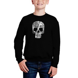 LA Pop Art Rock n Roll Skull - Boy's Word Art Crewneck Sweatshirt - 1 of 3