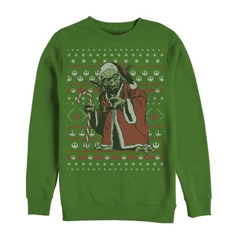 Men s Star Wars Ugly Christmas Santa Yoda Sweatshirt Kelly Green X Large