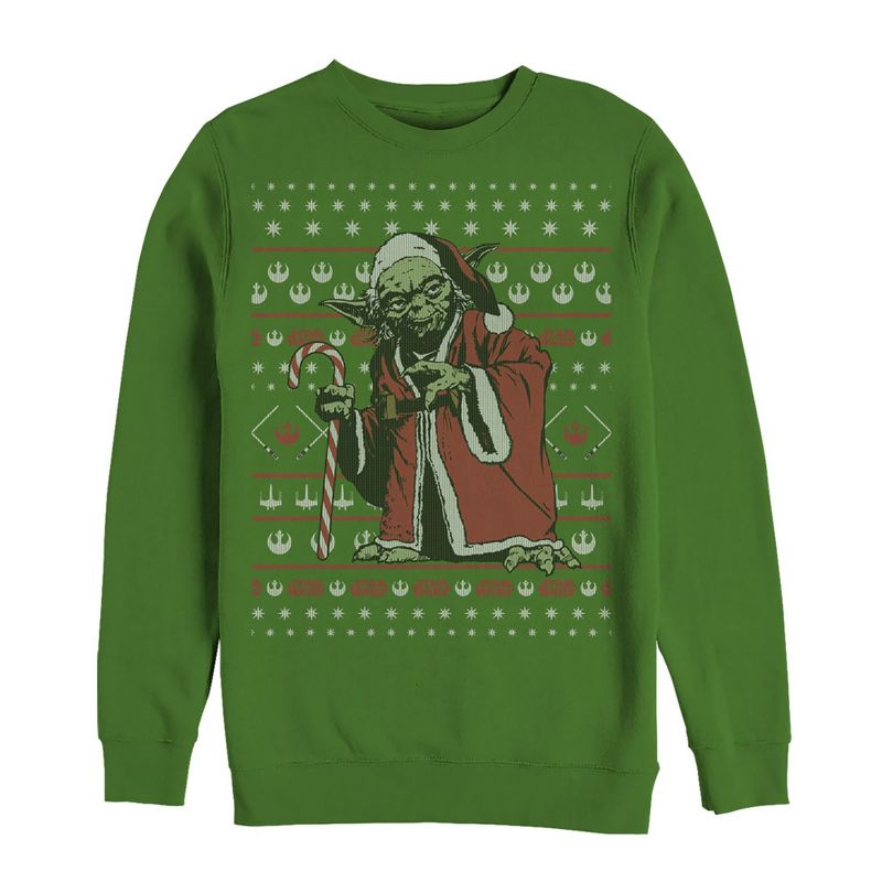 Men's Star Wars Ugly Christmas Santa Yoda Sweatshirt, 1 of 4