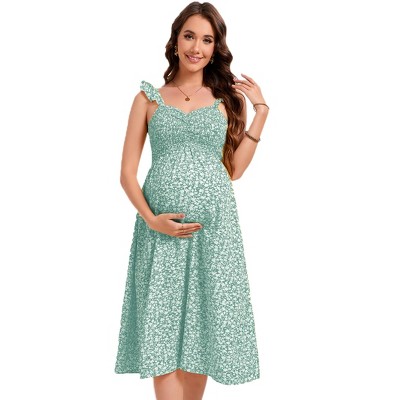 Maternity Dress Women Floral Midi Corset Dress Boho Flowy Dresses