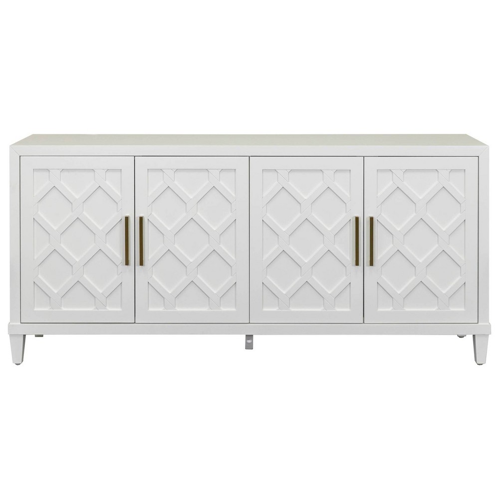 Photos - Display Cabinet / Bookcase Modern Patterned Wood Console for TVs up to 70" White - Gable Collection 