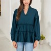 Anna-Kaci Women's Long Sleeve Tiered Babydoll Blouse with V-Neck for Casual Looks - 4 of 4