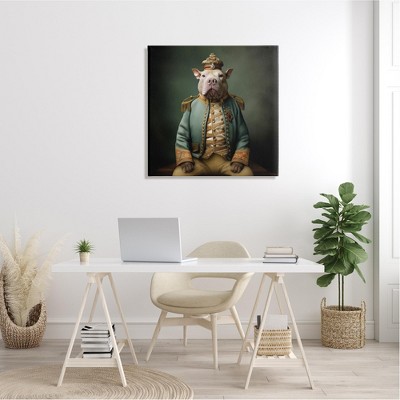 Regal Dog Portrait on Canvas in Elegant Attire, 30" x 30"