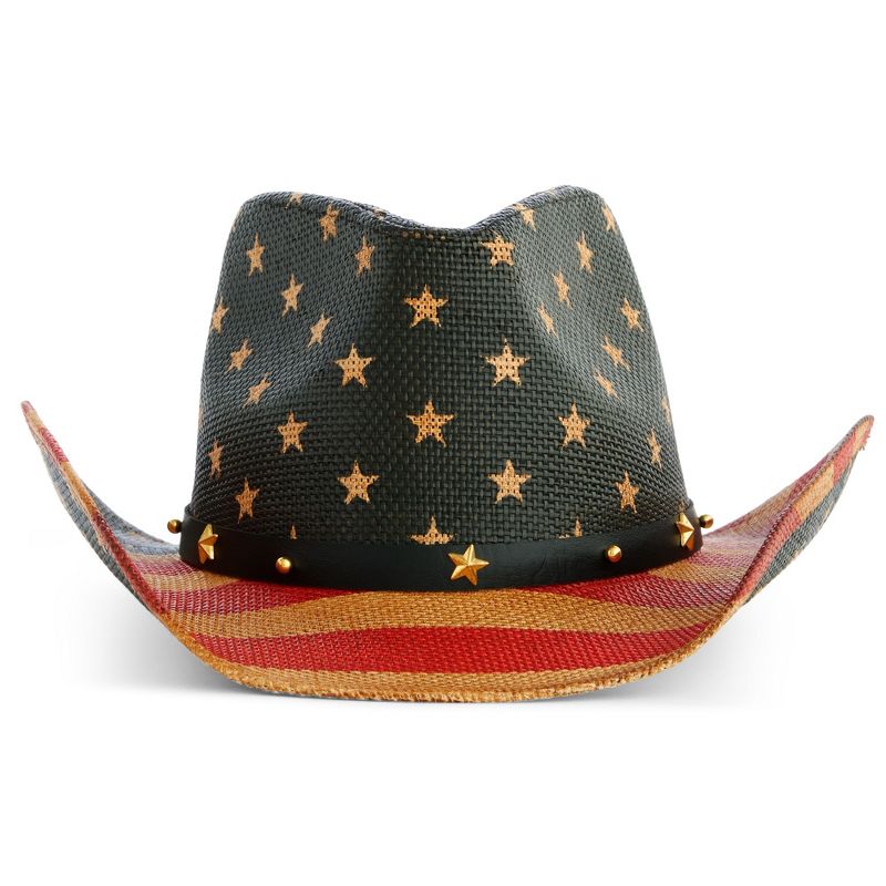 Zodaca USA Straw American Flag Cowboy Hat for Men, Women, Looks Vintage Cowgirl Hat for Costume Party (Adult Size), 5 of 9