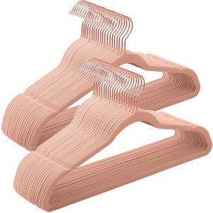 SONGMICS Velvet Hangers Non-Slip Hangers with Rose Gold-Colored Swivel Hooks Slim Space-Saving Hangers - 1 of 4