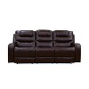 MAYEERTY Power Reclining Sofa, Electric 3-Seat Leather Recliner with USB Charging, Reversible Table & LED for Living Room, Brown - 4 of 4