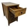 Gulches Farmhouse End Table with Charging Station Brown Nightstand, Barn Door & Drawer Storage, 2 AC Outlets + USB-A/C Ports - 4 of 4