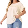 Agnes Orinda Women's Plus Size Swiss Dots Short Sleeve Lace Crochet Chiffon Pleated Casual Blouses - 2 of 4