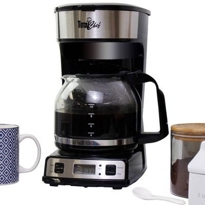 Total Chef Programmable 12 Cup Coffee Maker with Filter Black/Silver